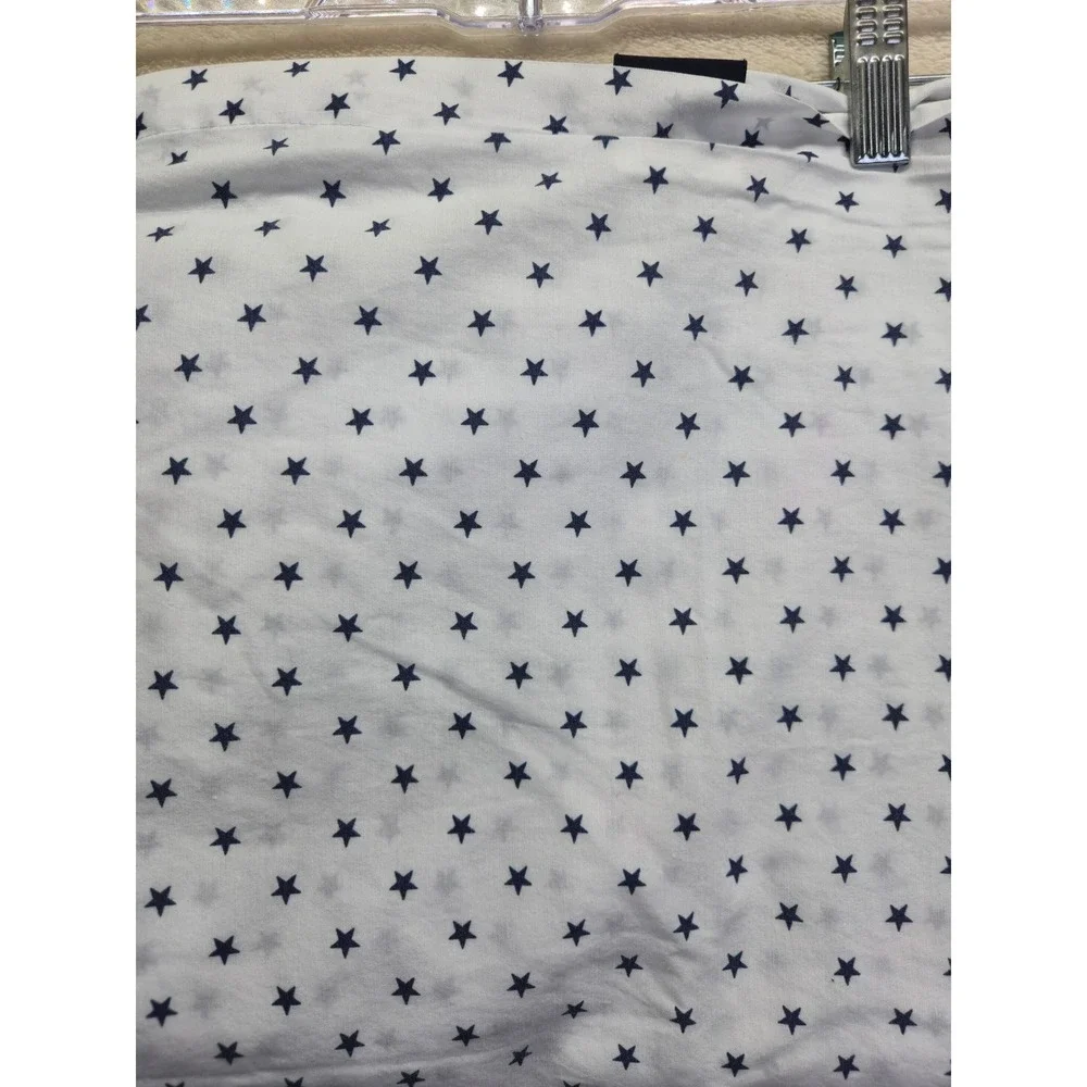 Tommy Hilfiger Star Print Flat Full Size Bed Sheet White Navy Blue Patriotic